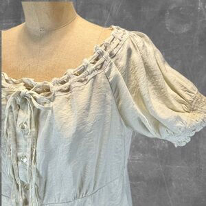 Caribbean Joe beach nautical‎ boat top woven drawstring neckline natural earthy